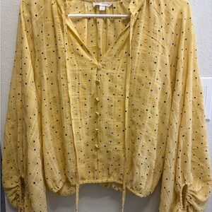 By the River Women’s Blouse,yellow with Black Dots size S